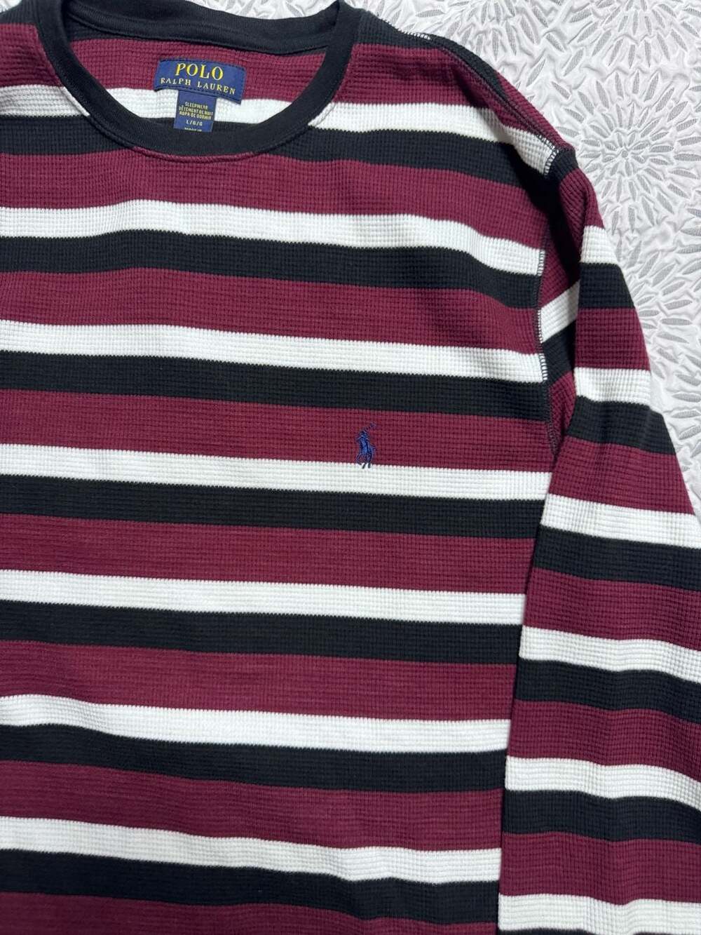 Polo Ralph Lauren Striped Waffle Knit Thermal Long Sleeve Shirt Men’s L